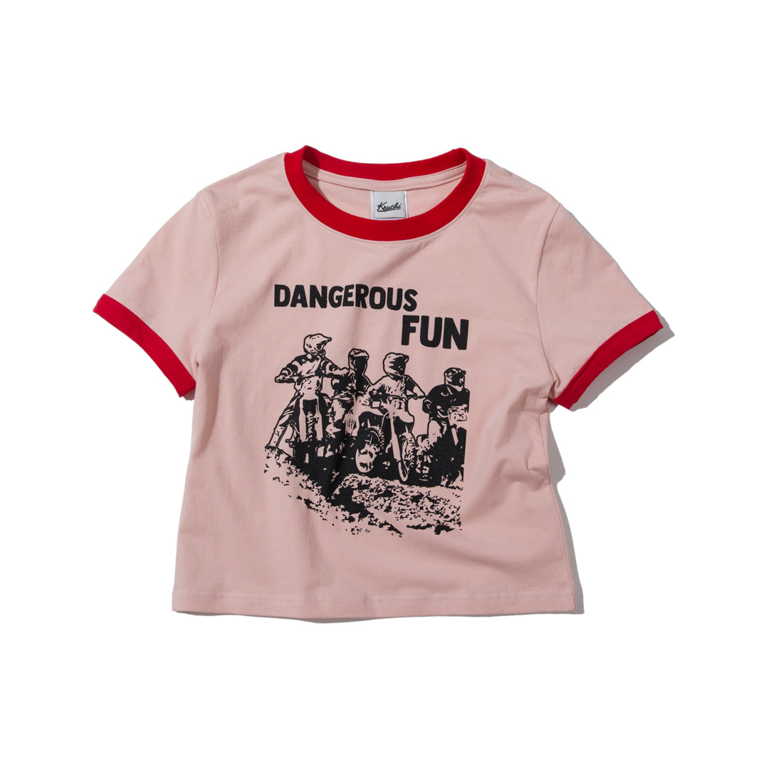 DANGEROUS FUN CROP T-SHIRT (APRICOT)