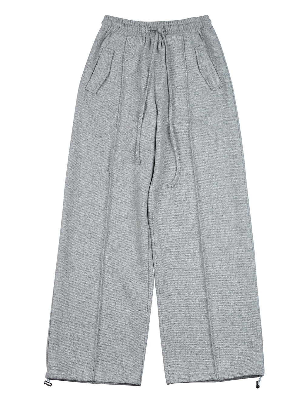 WOOL WIDE STRING PANT - MELANGE