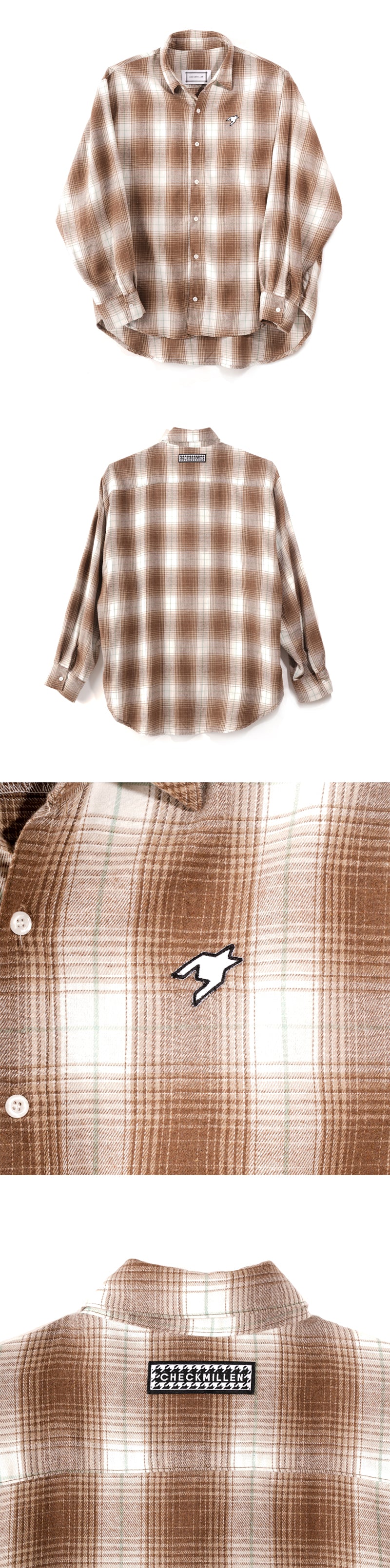 SHADOW PLAID LOGO SHIRT (BROWN)