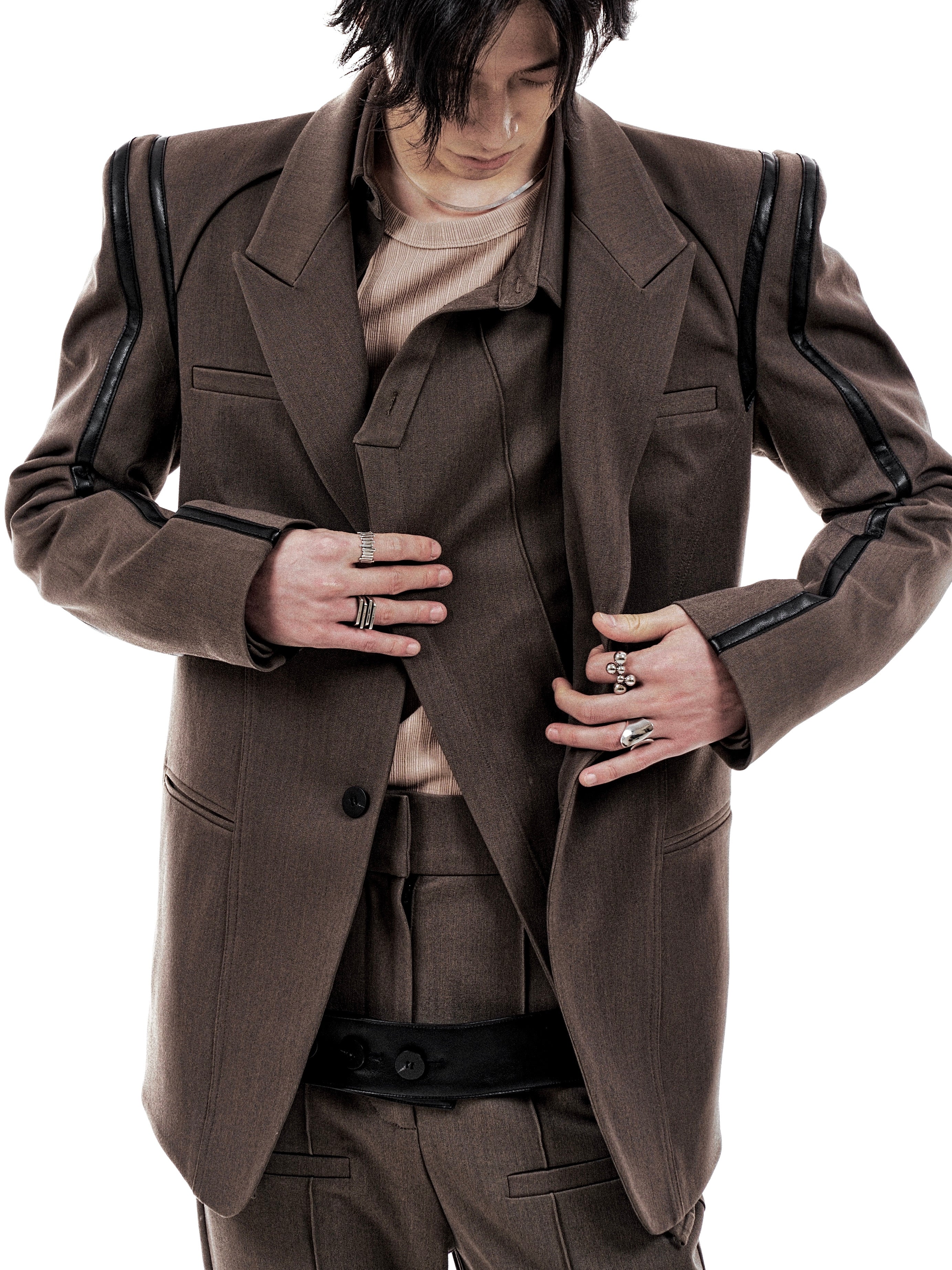 LEATHER LINE TAILORED JACKET