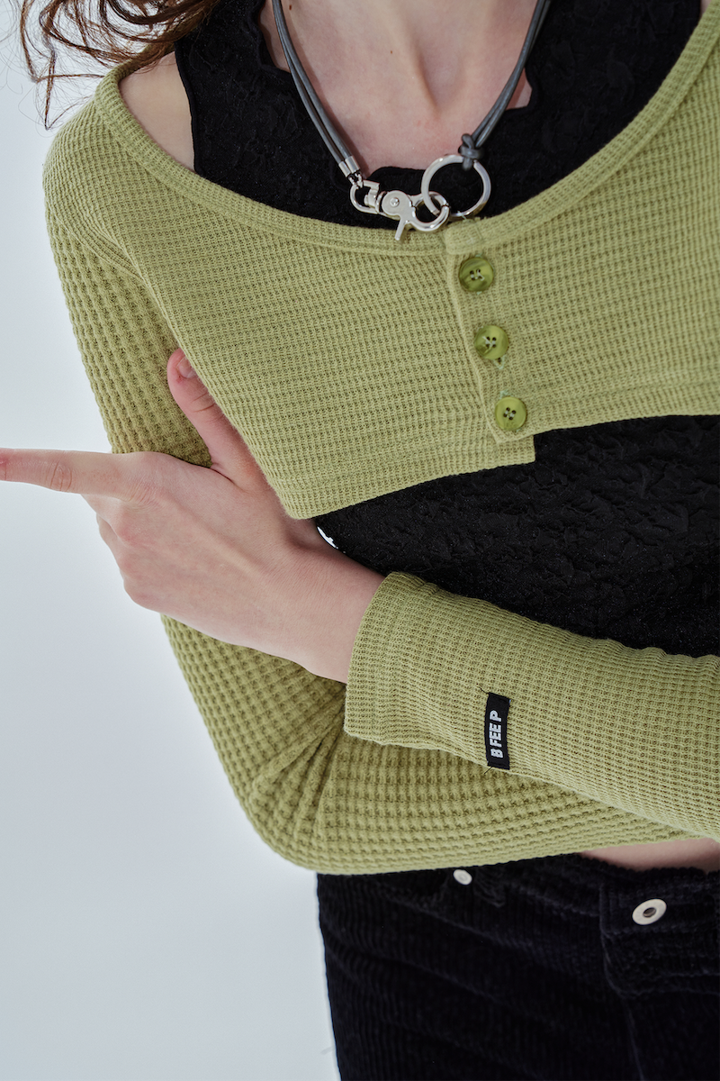 unbalance sleeve cardigan_green