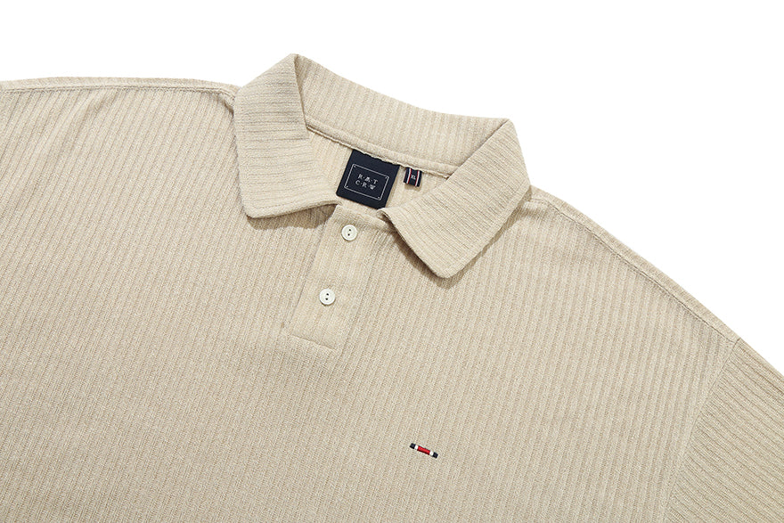 MINIMAL LOGO KNIT POLO_MELANGE OATMEAL