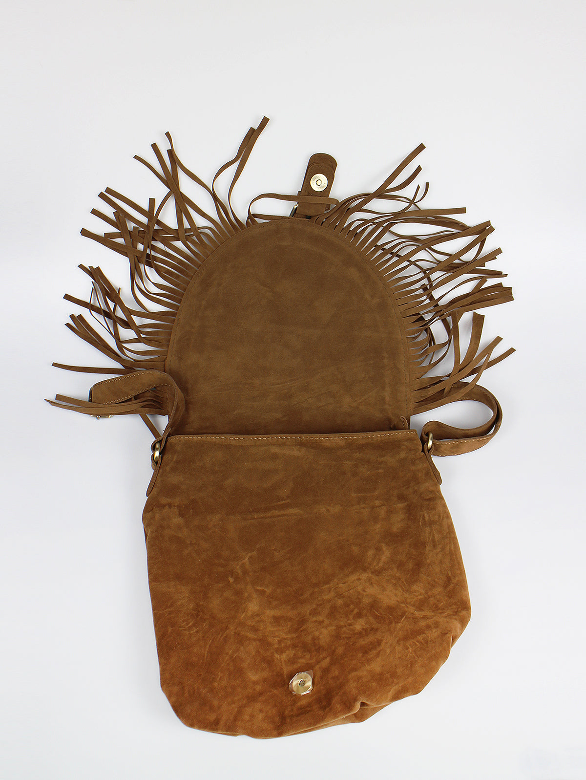 suede fringed shoulder bag