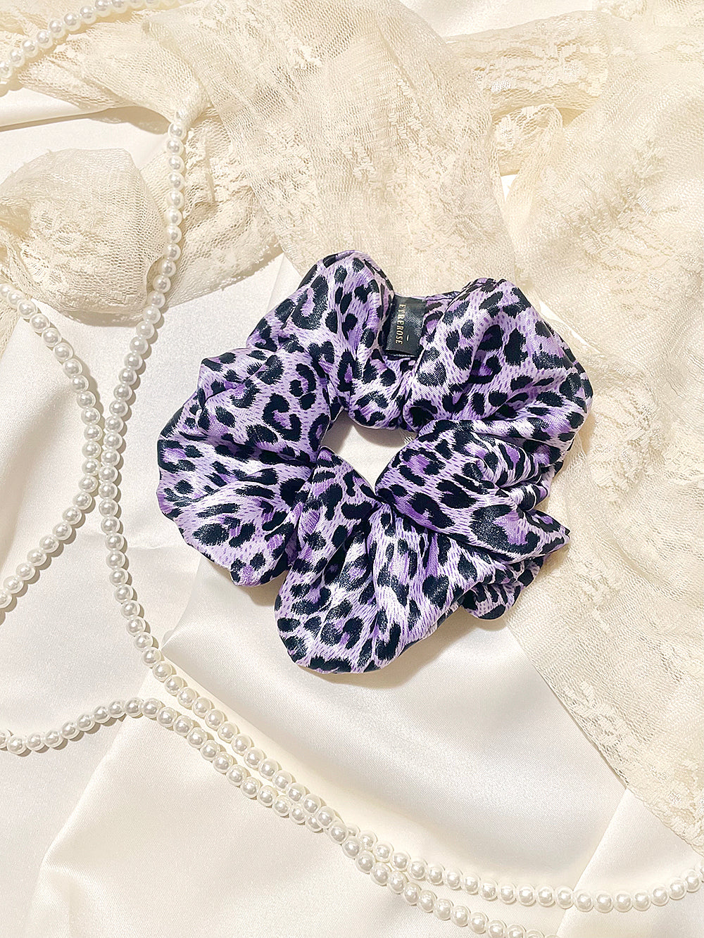 Leopard Printing Satin Hair Scrunchie (5color)