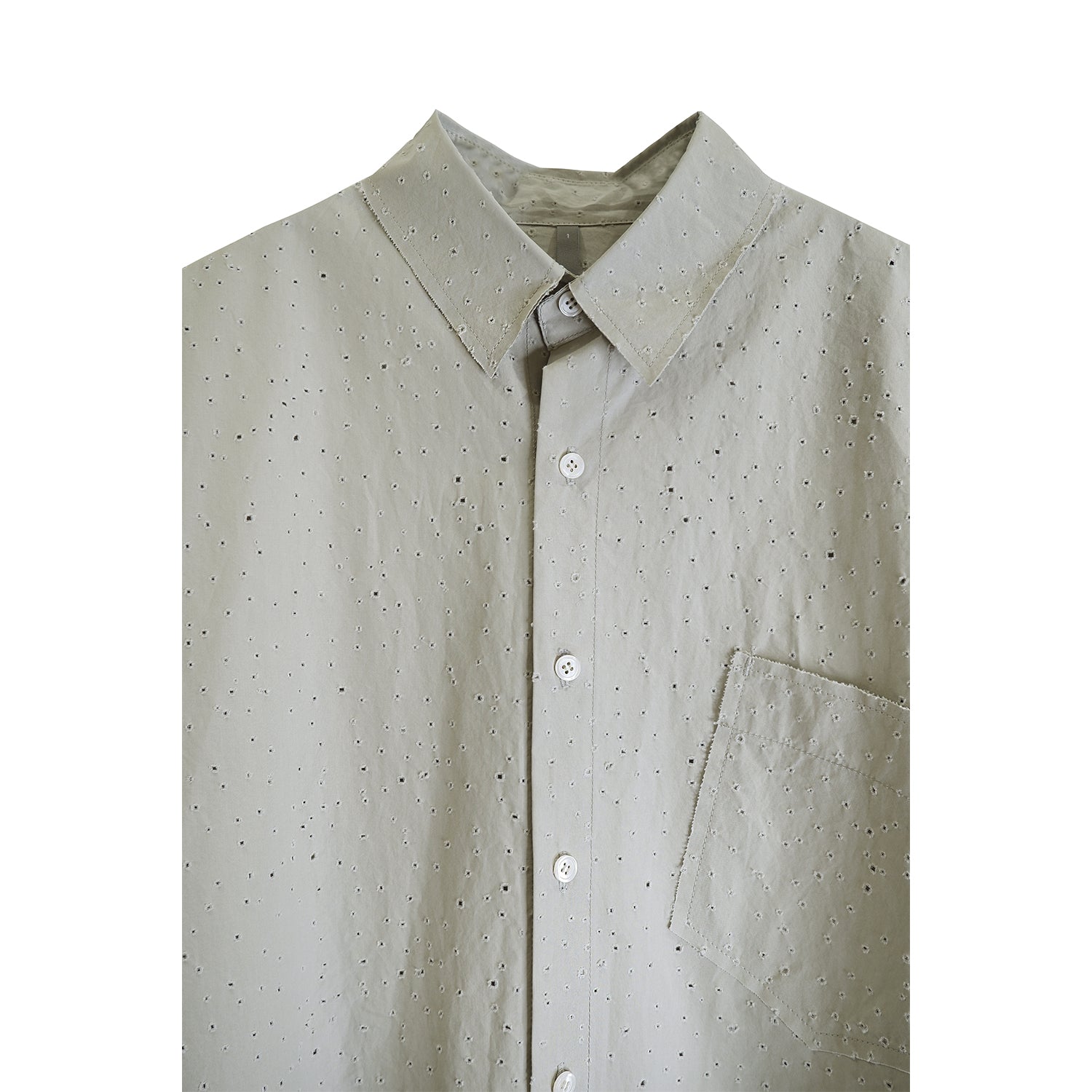 Irregular Punching Shirt / Khaki Grey