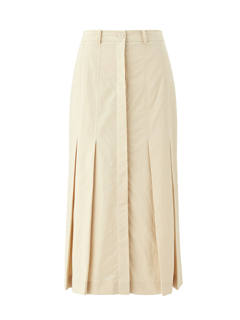 Pleated long slit skirt - Cream