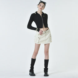 cargo mini skirt (beige)