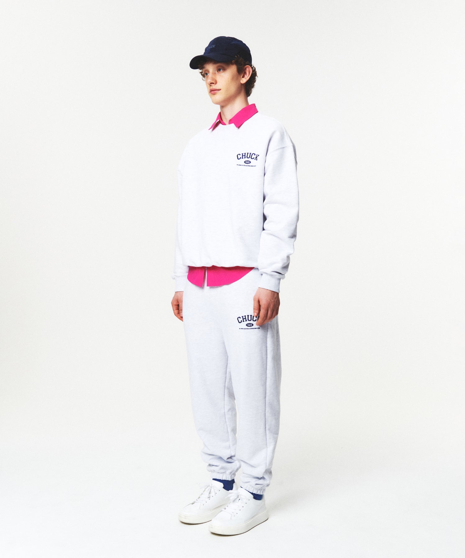 CHUCK スモールアーチロゴジョガーパンツ / [Spring Ver.] CHUCK SMALL ARCH LOGO JOGGER PANTS (LIGHT GRAY&NAVY)