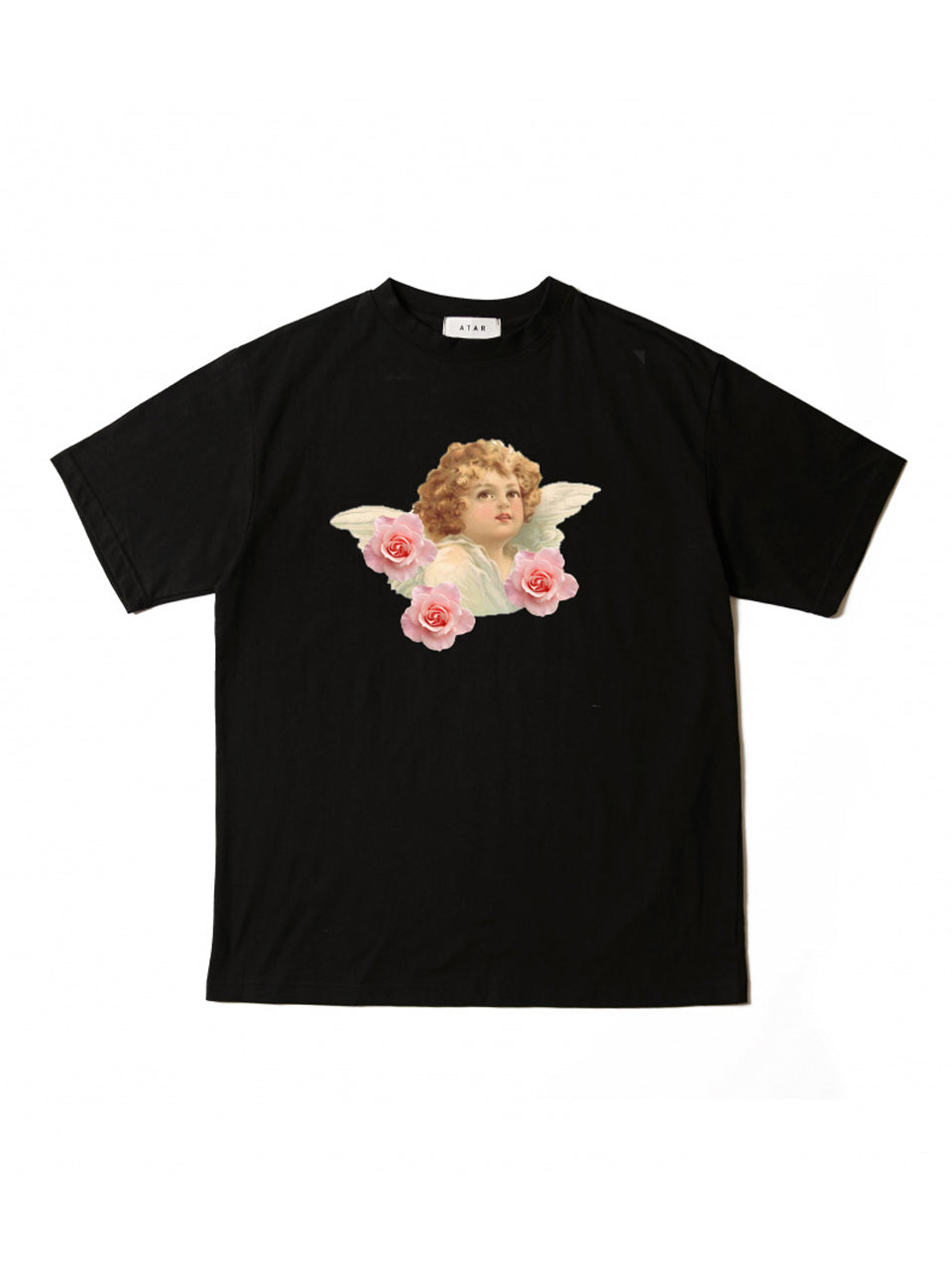 baby angel print wide short sleeve t-shirt