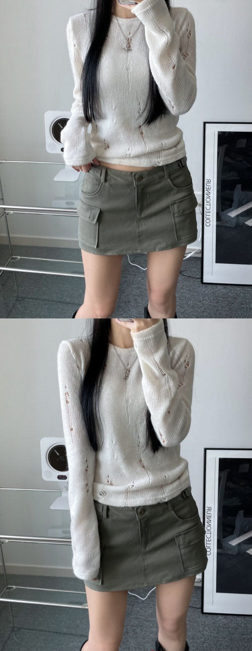 cargo low waist mini skirt (2color)