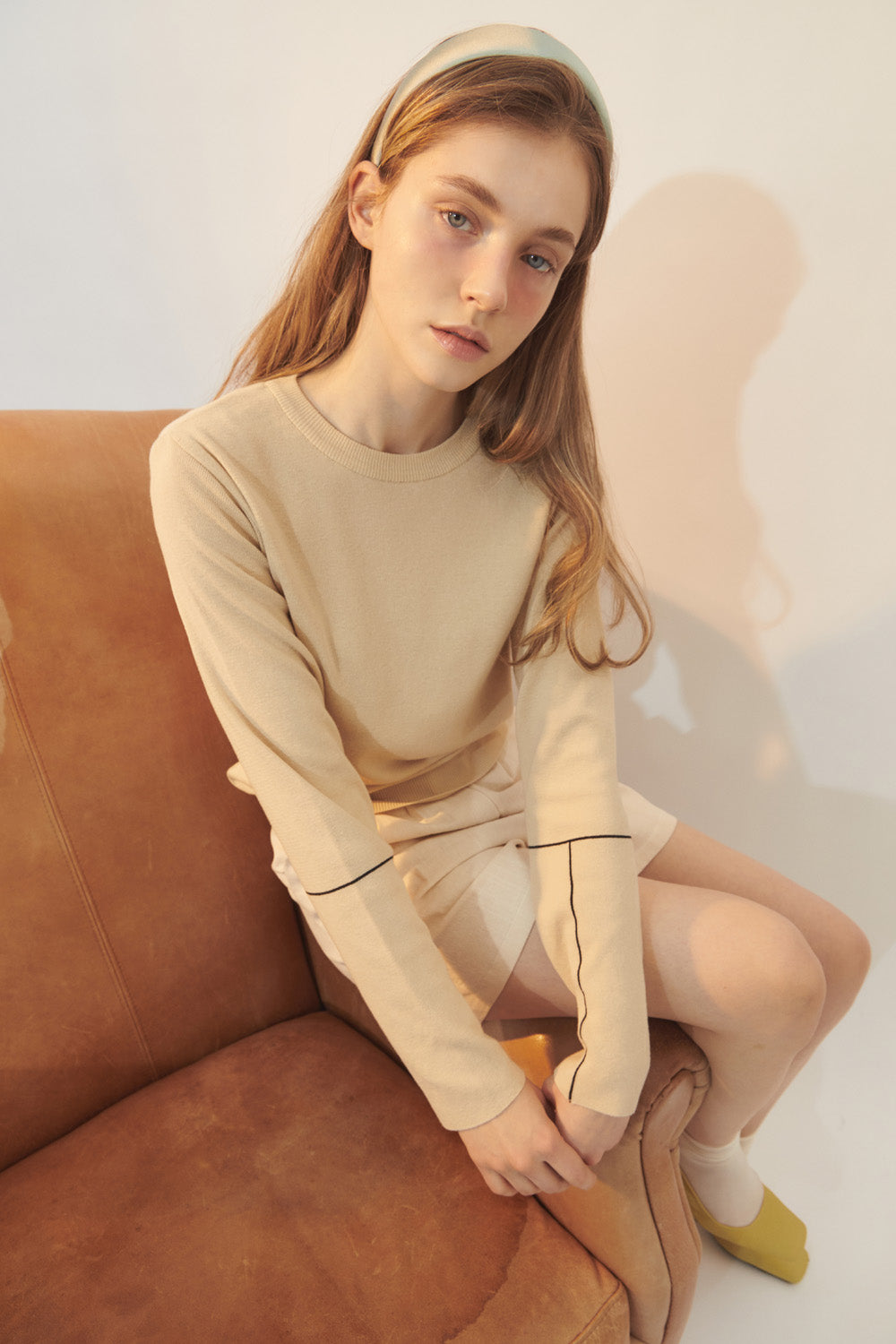 [BREEZE] Spring Sleeve Line Point Knit Top_BEIGE (CTD1)