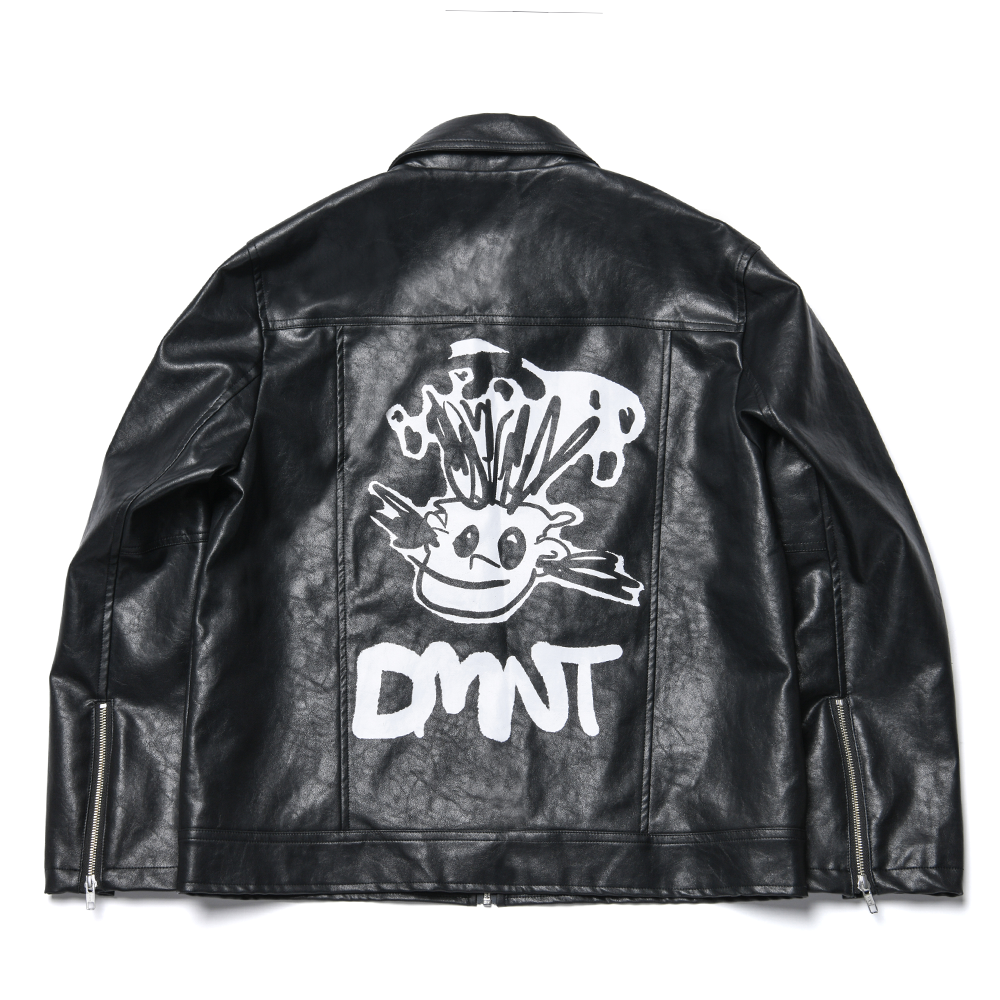 Dominant Vegan Printing Leather Jacket_Black