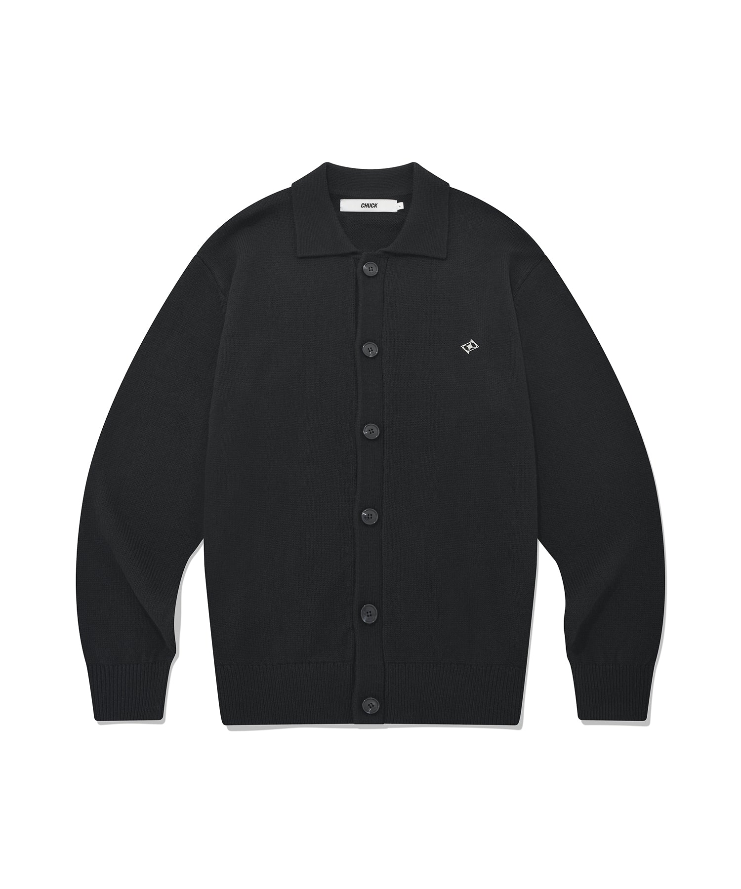 CHUCK シャープロゴカラーニットカーディガン / CHUCK SHARP LOGO COLLAR KNIT CARDIGAN (BLACK)