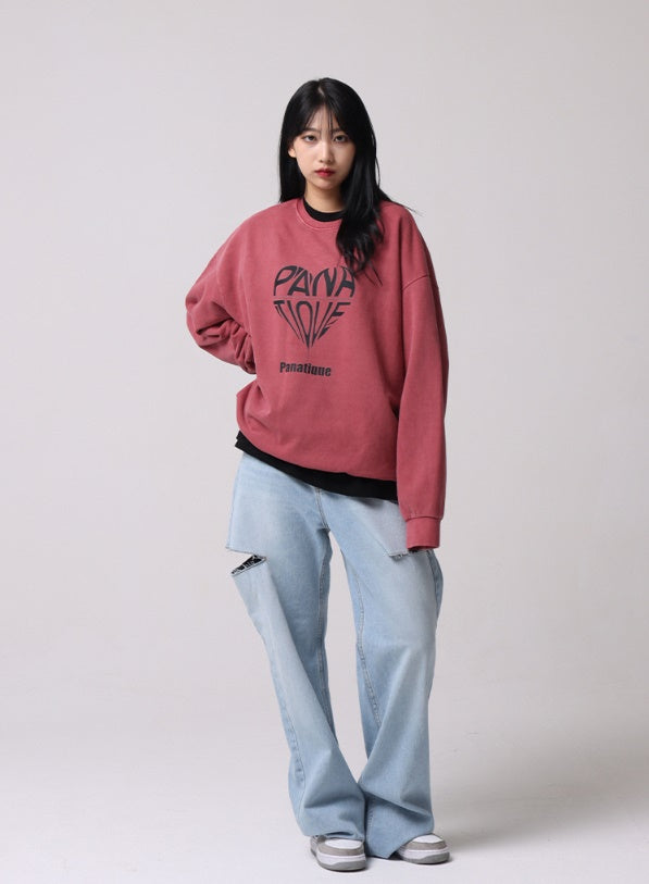 Heart Pigment Oversized Fit Sweatshirt_3color