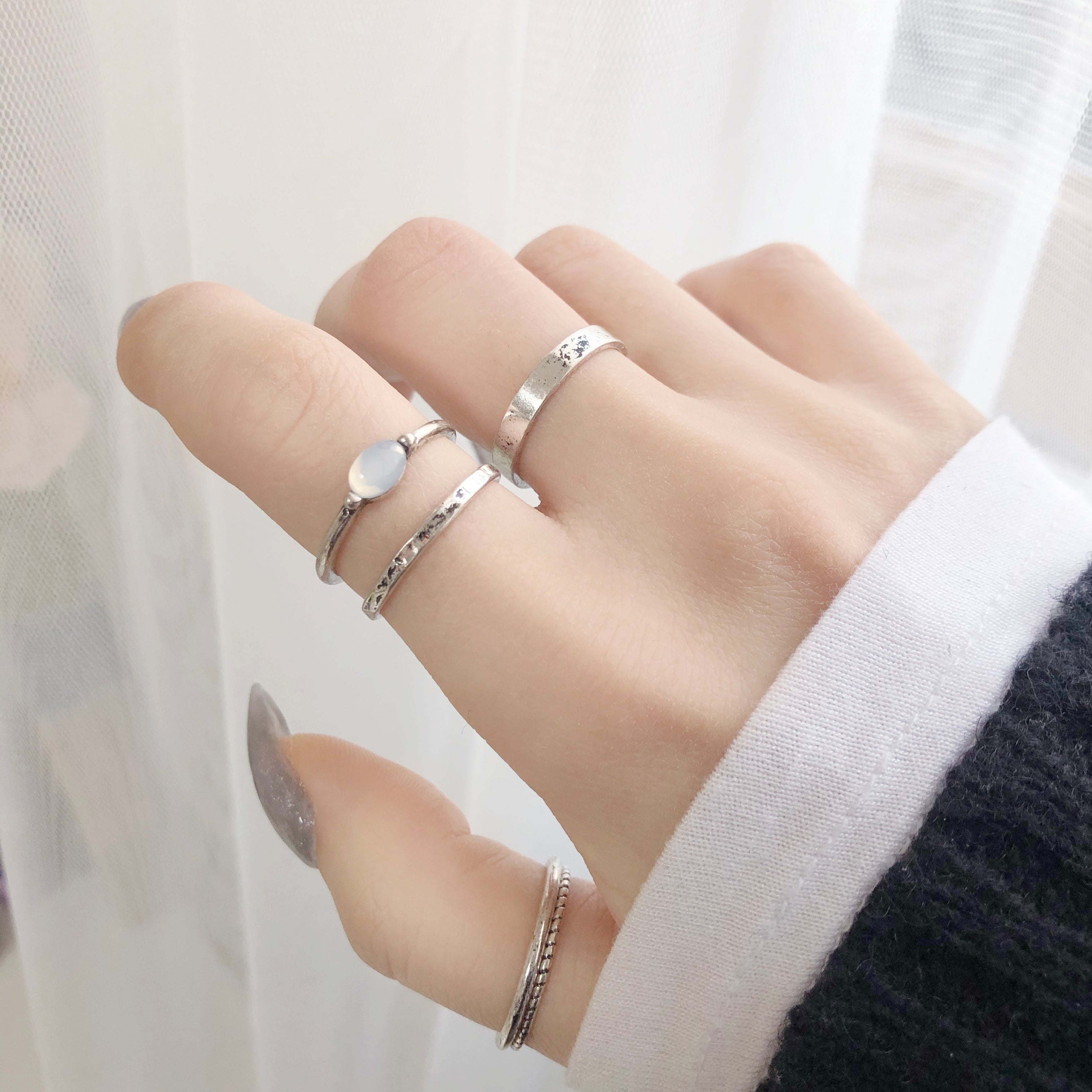 Vintage Heart Chain Ring 9 Set (2 Color)