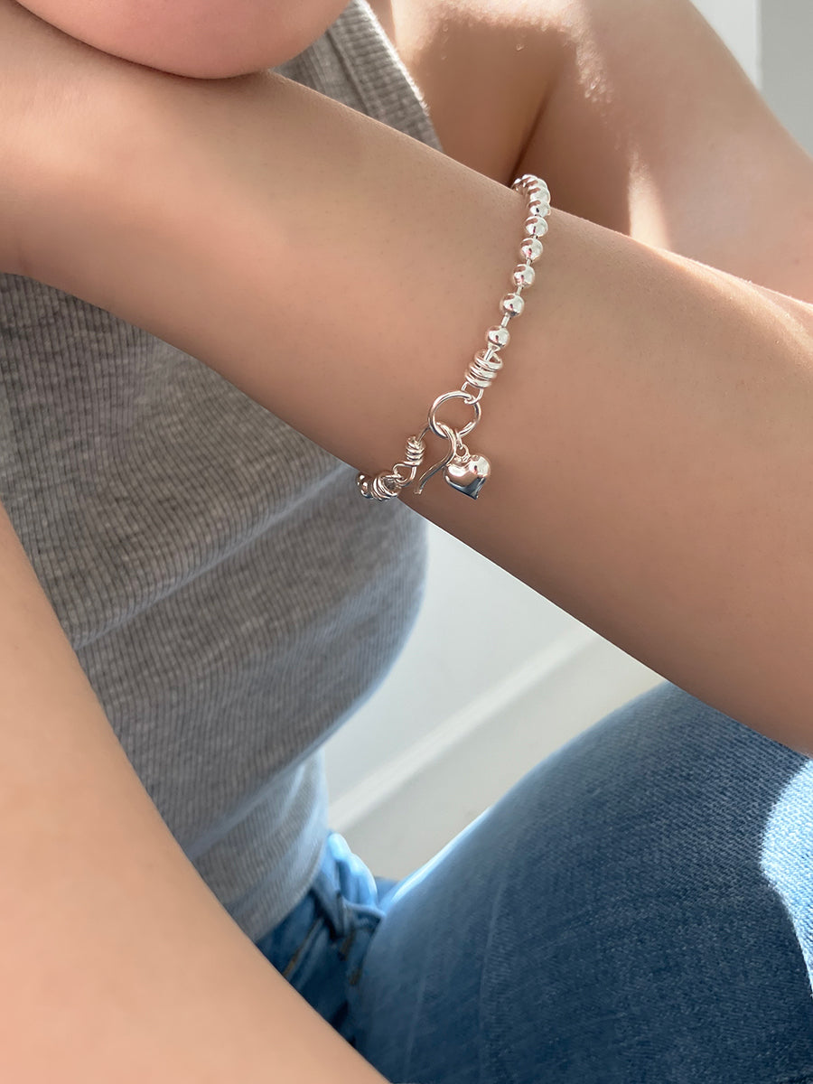 [92.5silver] hook heart bracelet