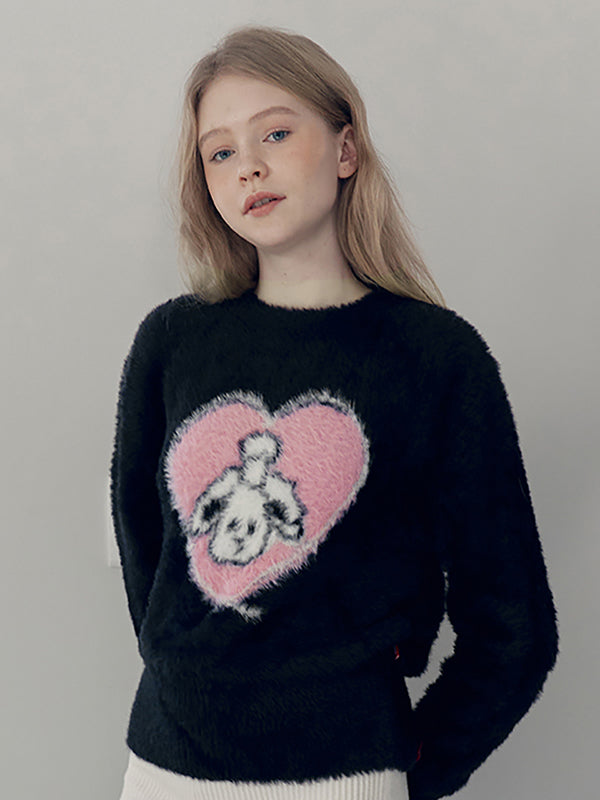 WITTY BUNNY HOLIDAY GRAPHIC KNIT [BLACK]