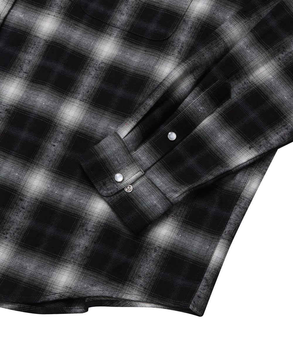 ROUNDED COLLAR CHECK SHIRT_BLACK