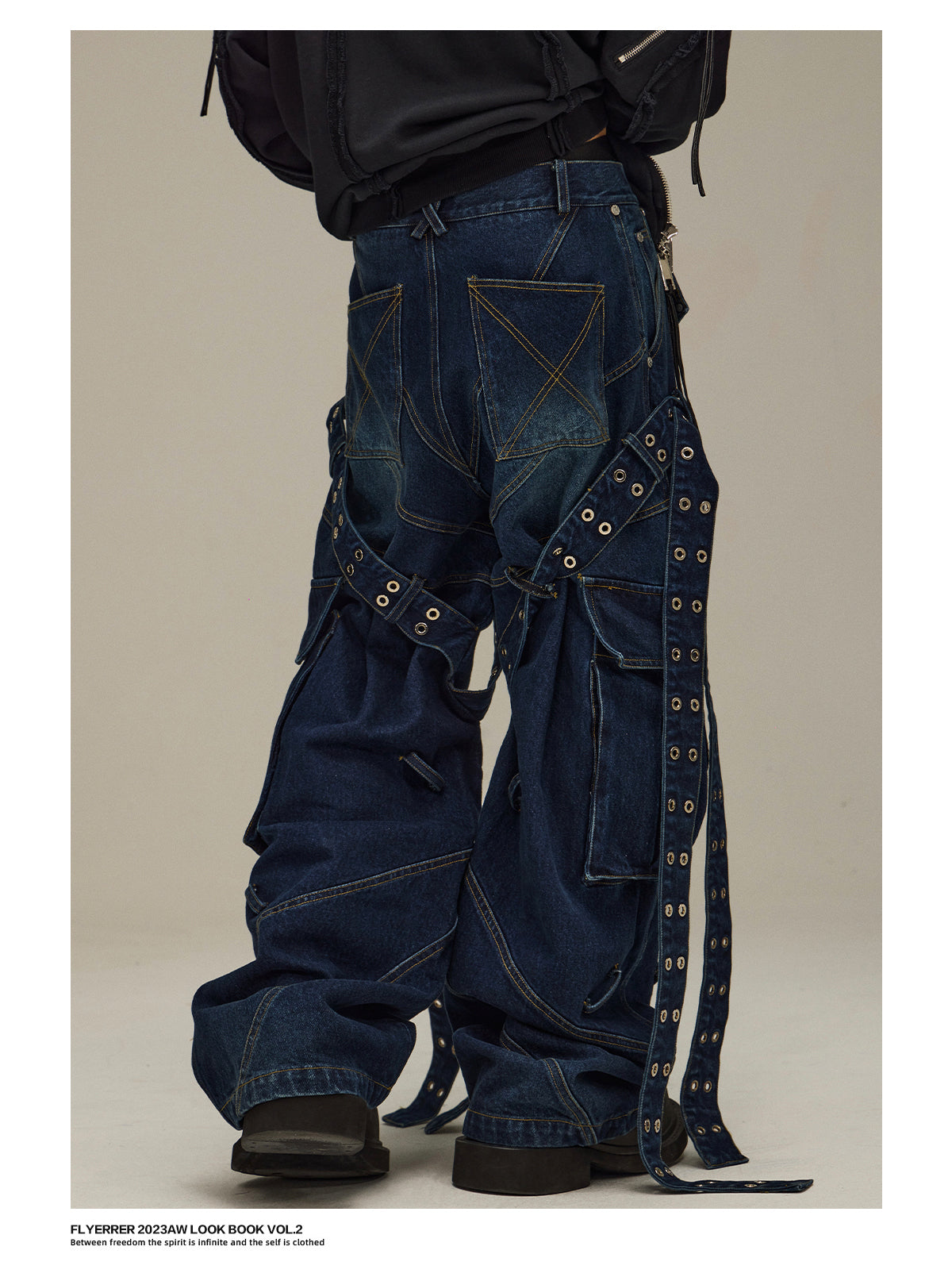 heavy-duty pleated stitching hardware drape jeans