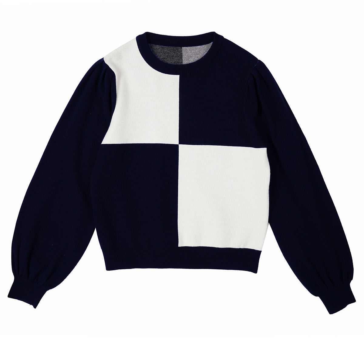 パフチェックニット / PUFF CHECK KNIT_NAVY