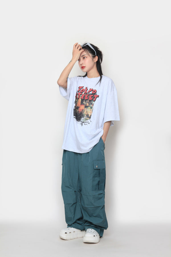 Snap Wide Cargo Pants