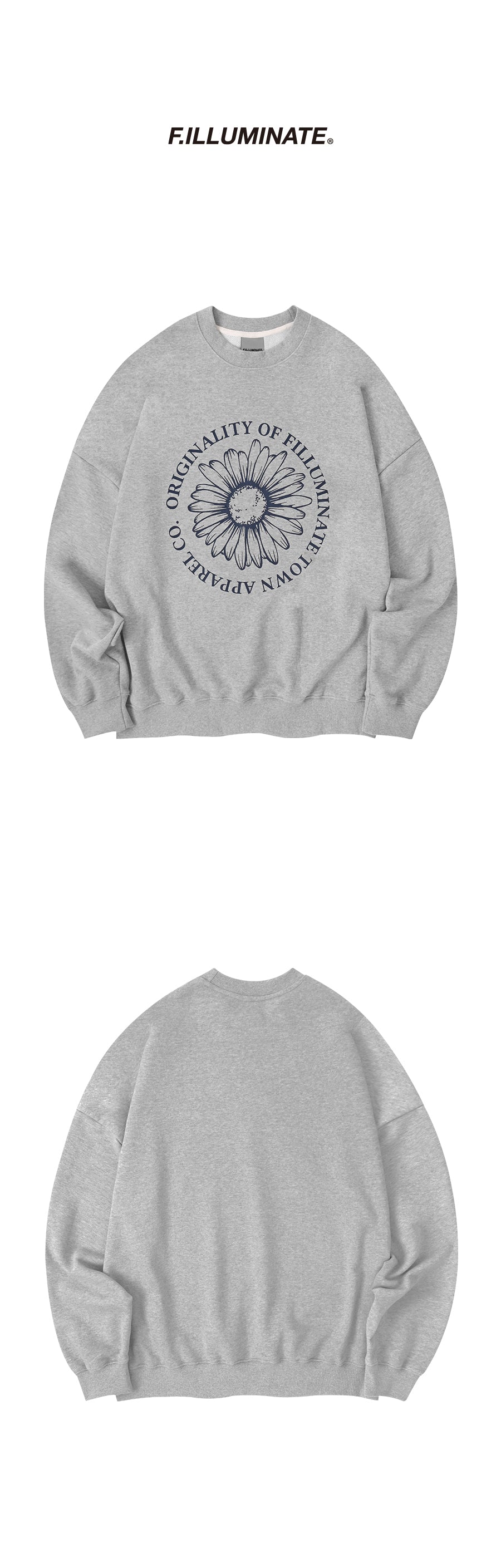 Overfit Bloom Sweat Shirt-Grey