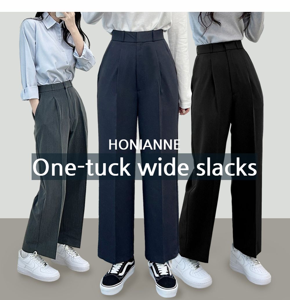 High waist tuck wide slacks