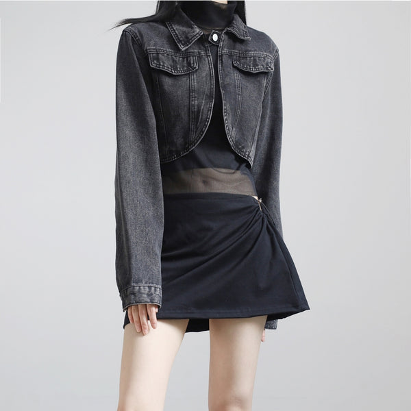 morint black and blue cropped jacket