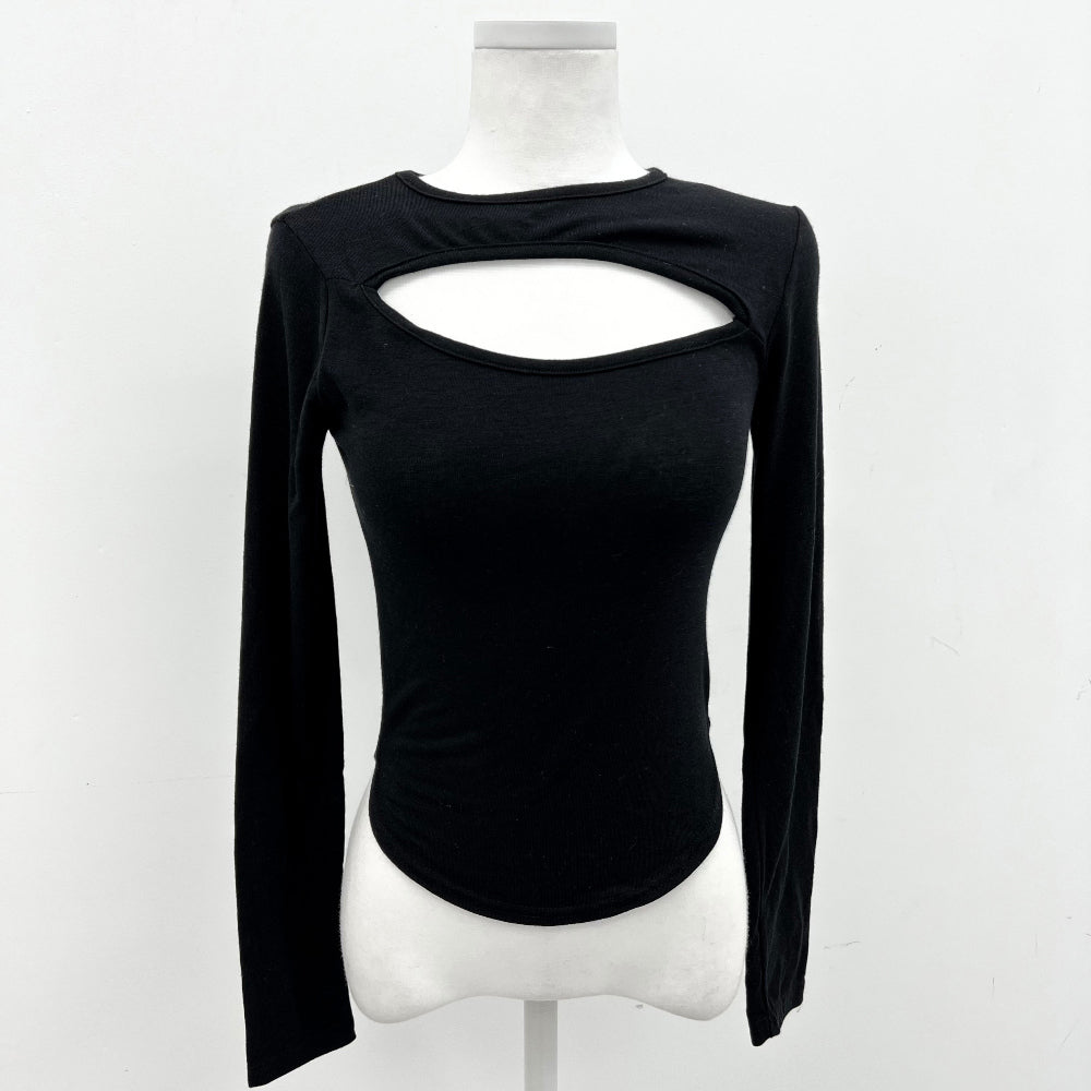 Front cut-out hole long sleeve T (3 color)