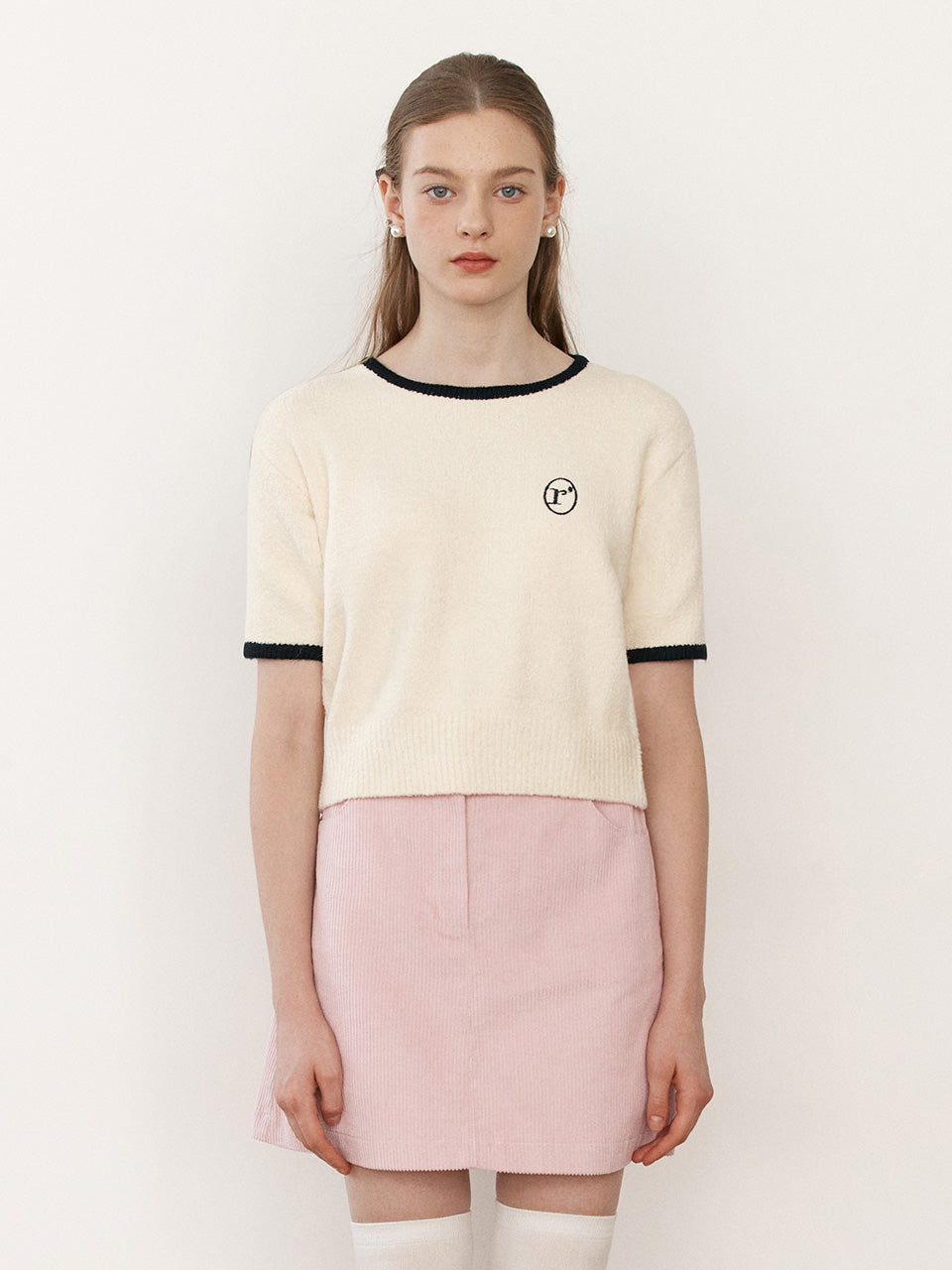 TAPE WOOL HALF SLEEVE KNIT IVORY