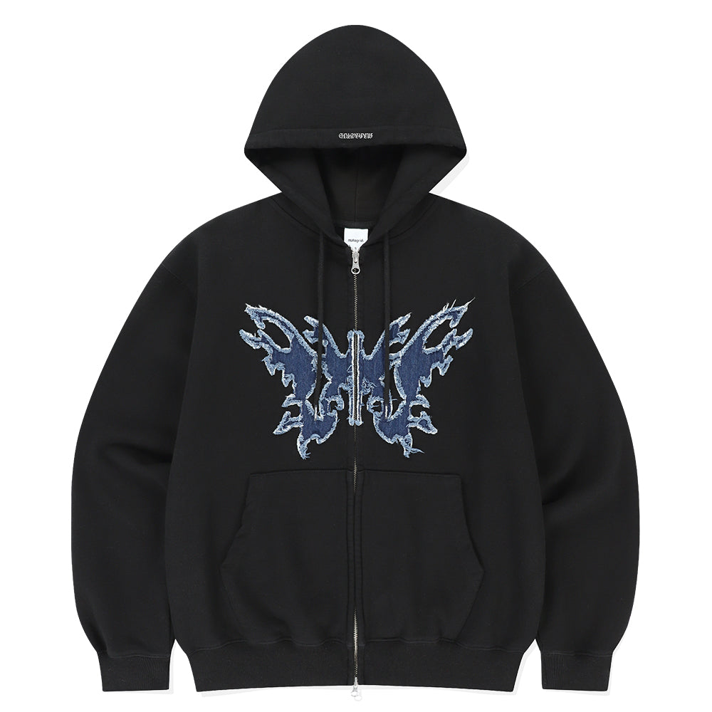 BUTTERFLY APPLIQUE HOOD ZIP-UP