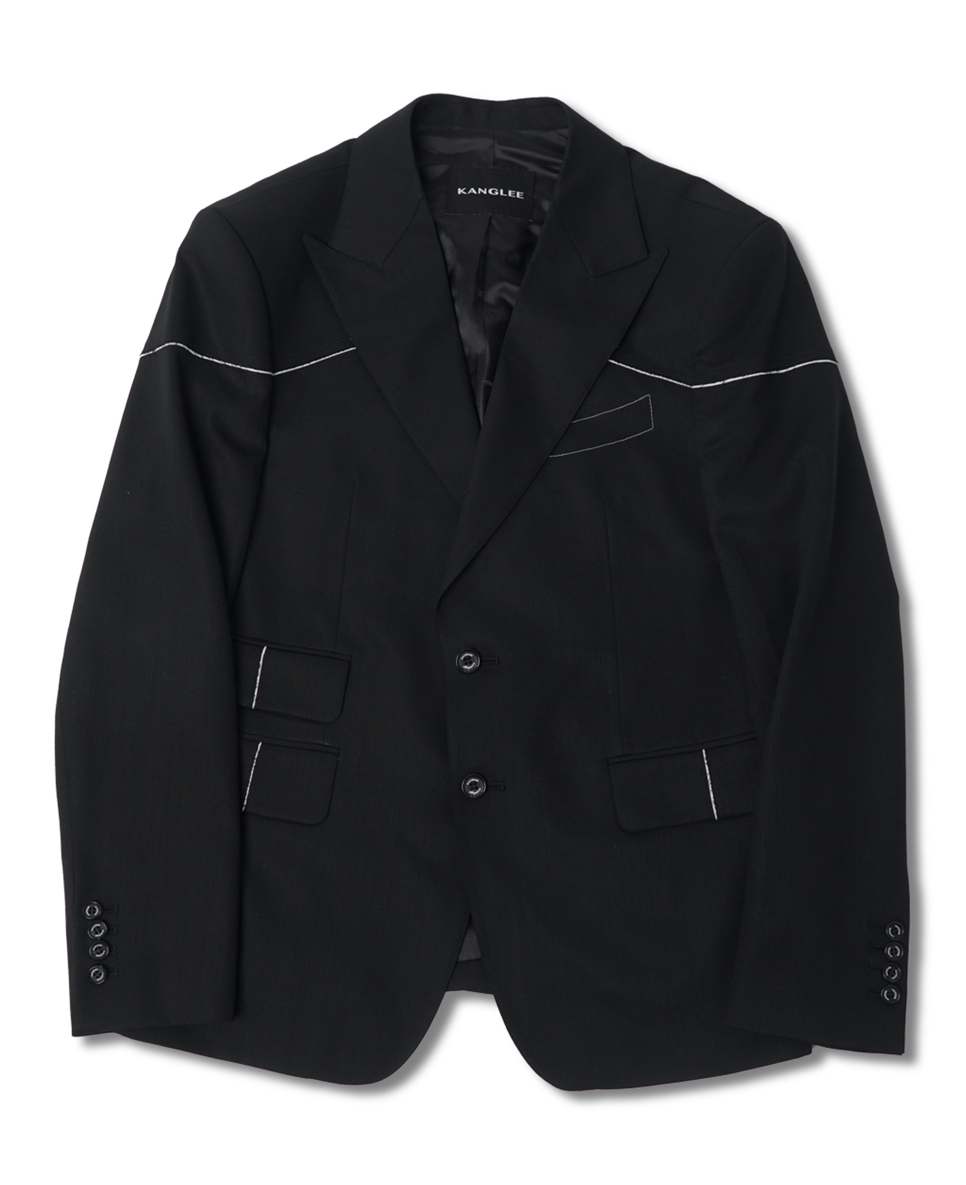 BLACK ROCKSTAR BLAZER IN MERINO WOOL (AUSTRALIA FABRIC)