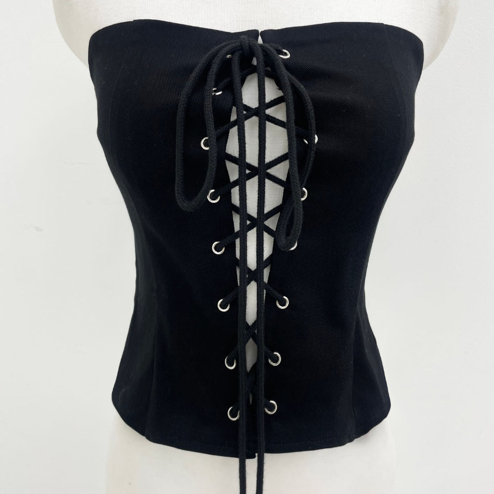 Lace-up corset tube top (2 Color)