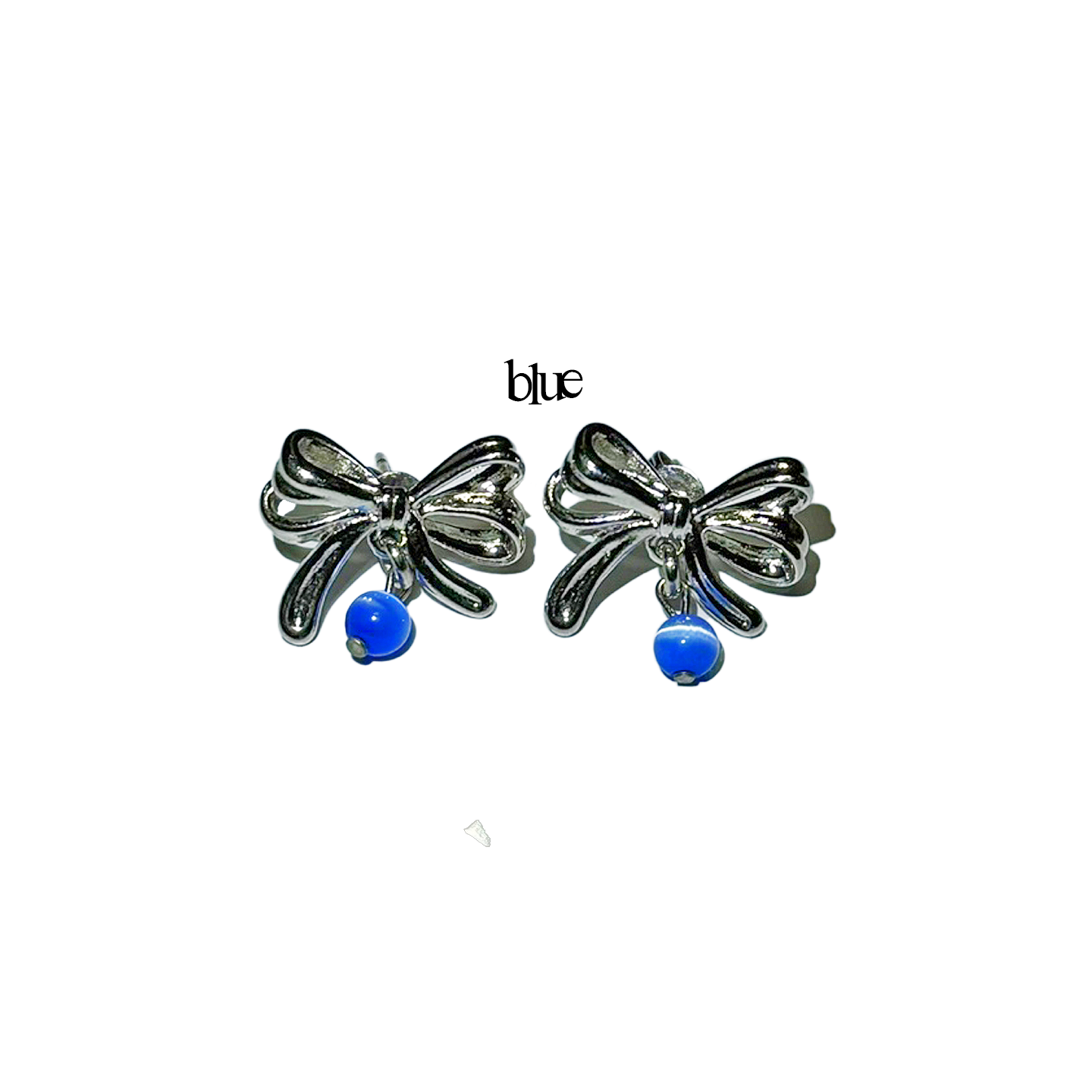 Silver ribbon drop earring (4color)