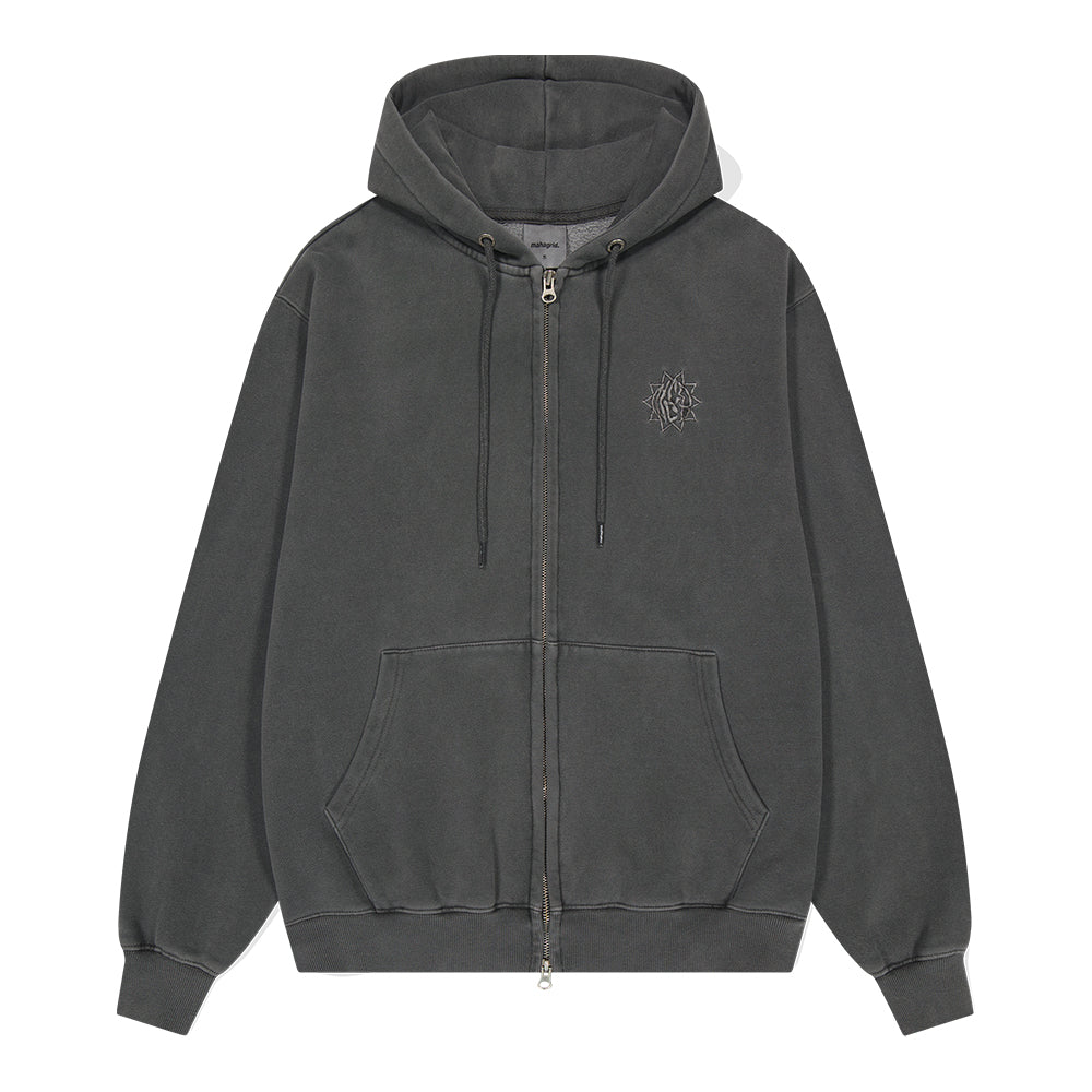 SUN LOGO PIGMENT ZIP UP HOODIE