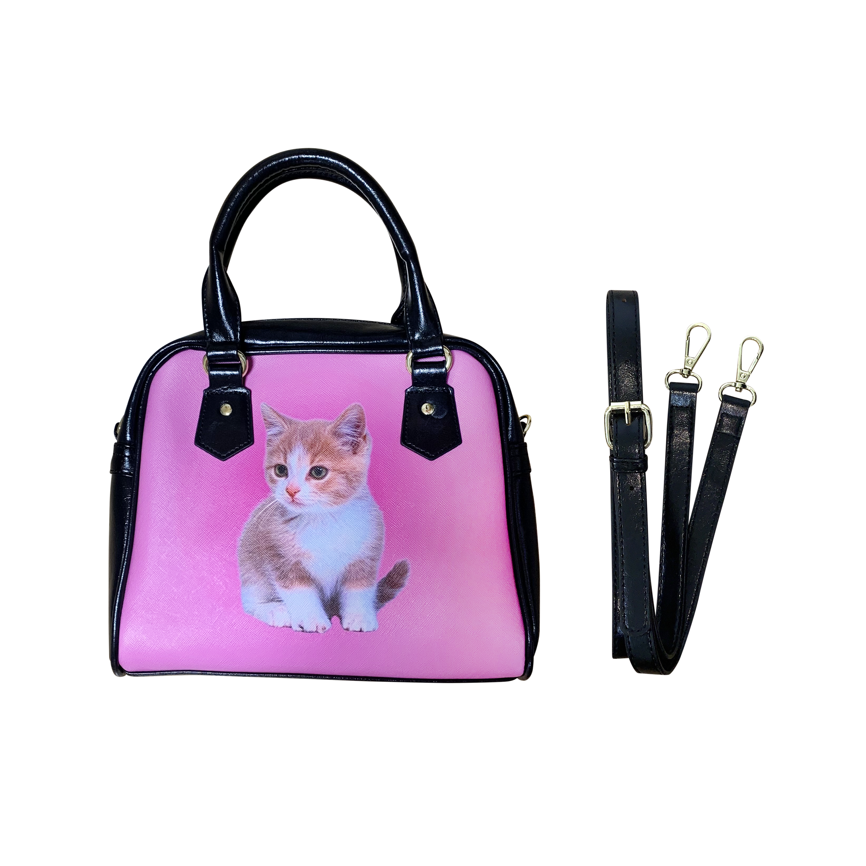Pink cat leather bag