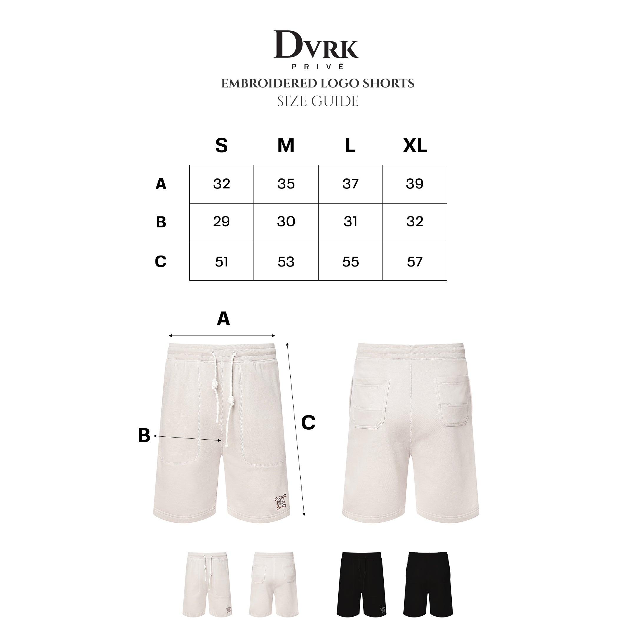 DVRK EMBROIDERED LOGO SHORTS - BLACK