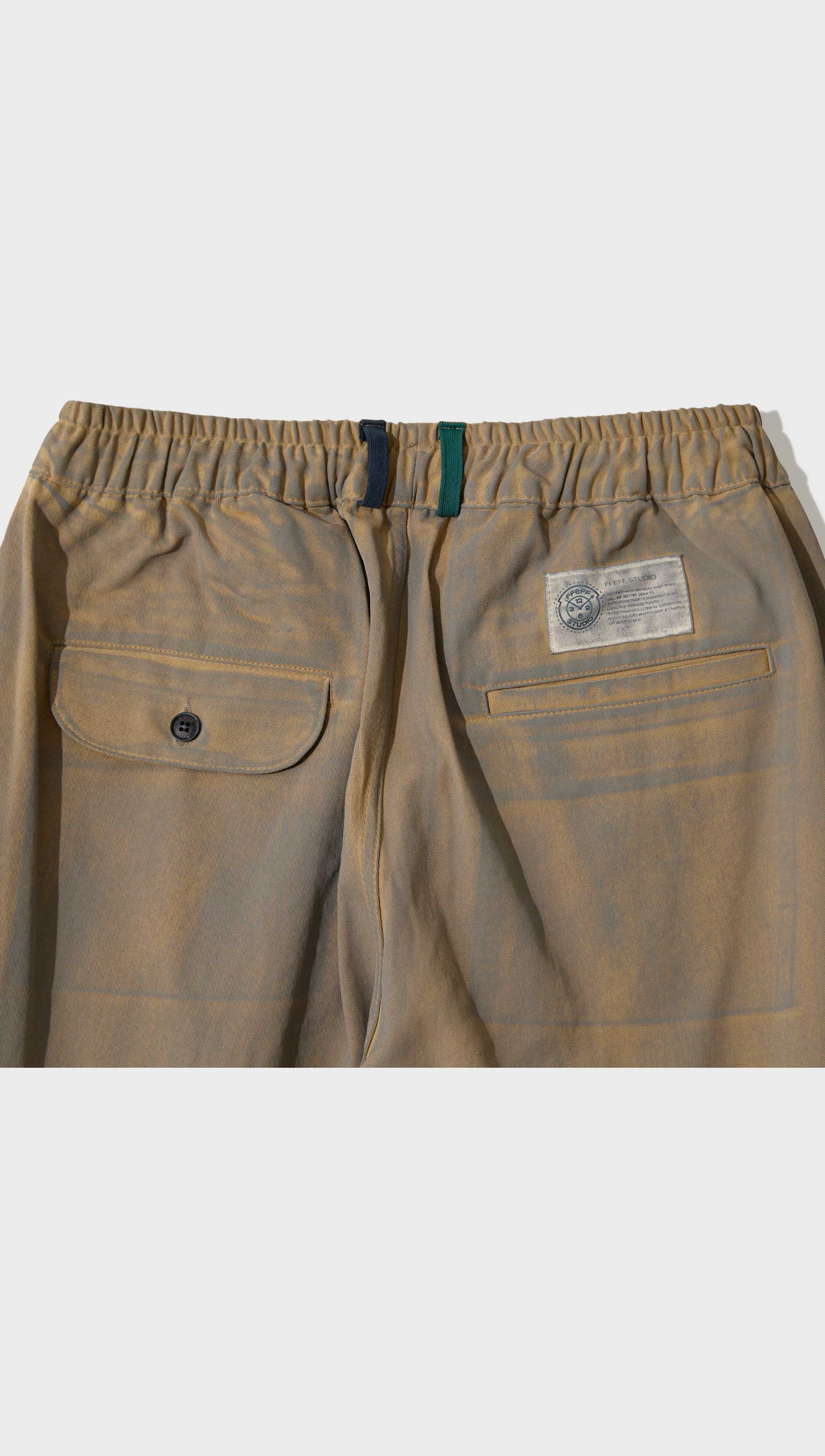 Dirty washed cotton long banding pants (Beige)