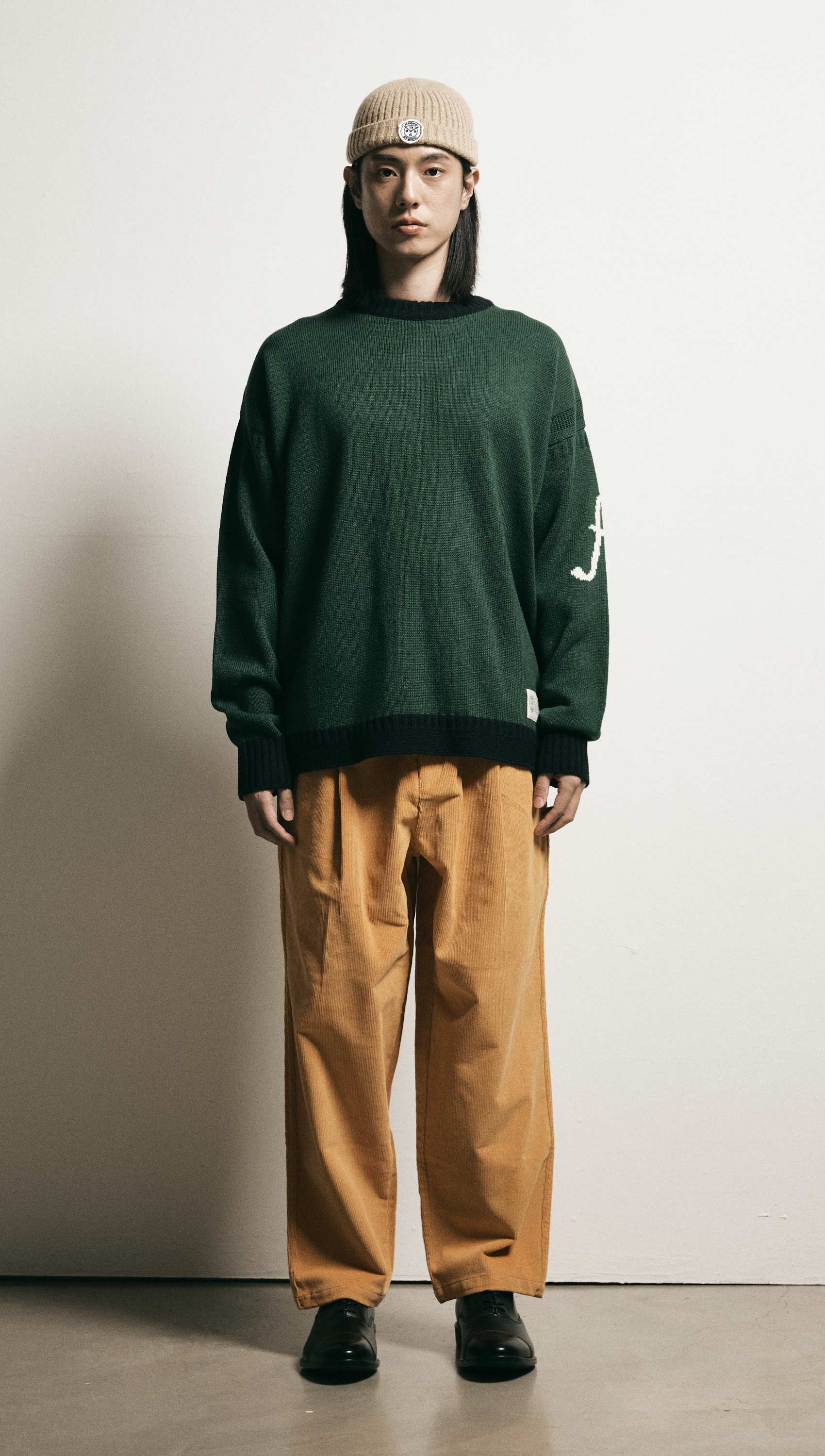 Corduroy wide banding pants (Mustard)