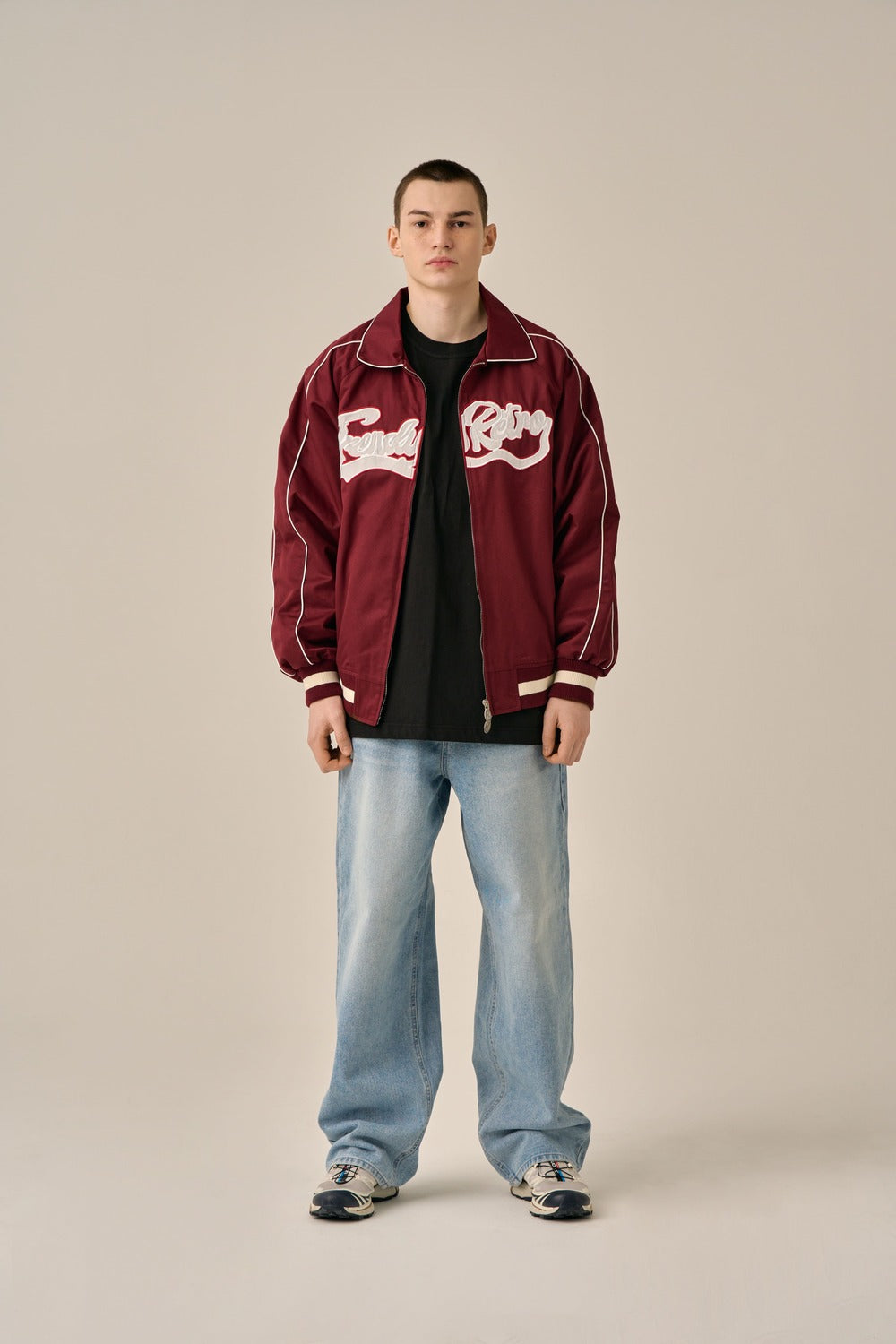 BIG LOGO PIPING BLOUSON - BURGUNDY