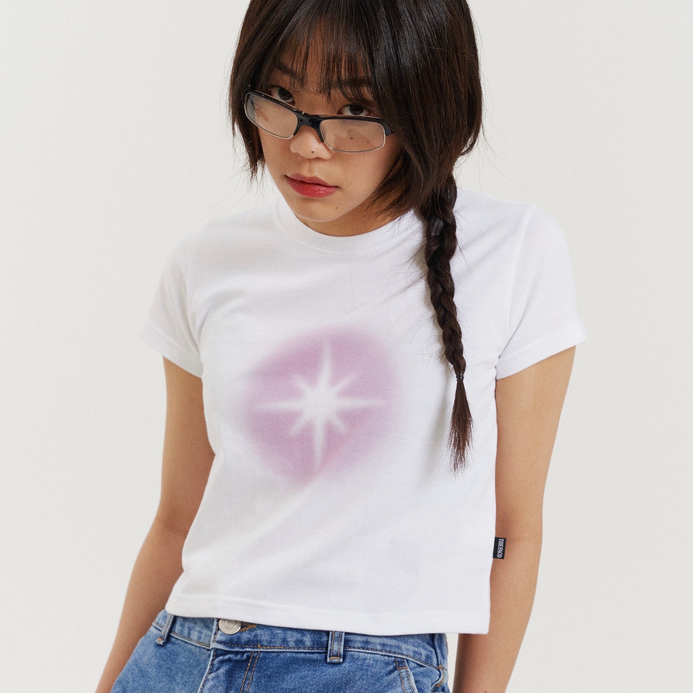 FAVICON BRUSHED CROP TEE WHITE