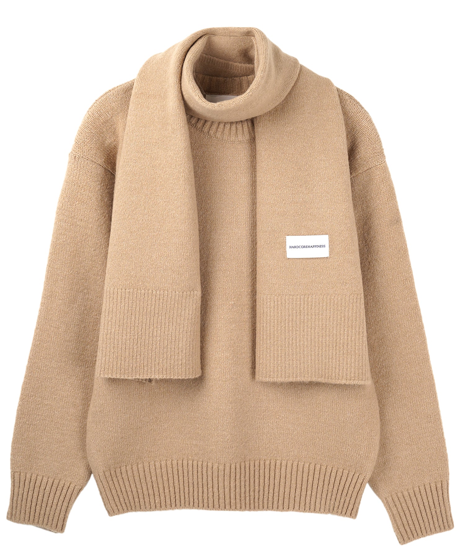 Pullover muffler knit set_beige