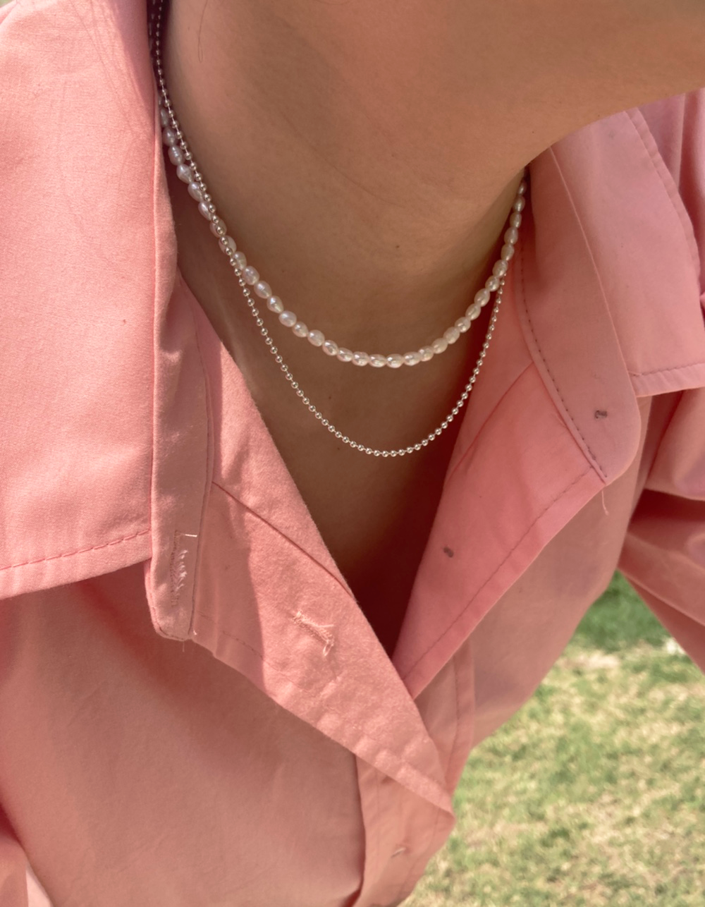 [92.5silver] rice pearl necklace