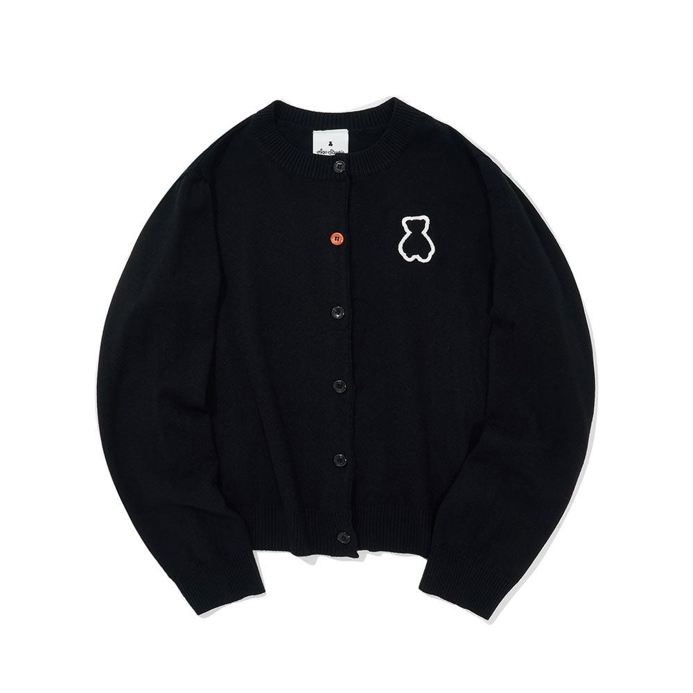 AQO BEAR ROUND NECK CARDIGAN