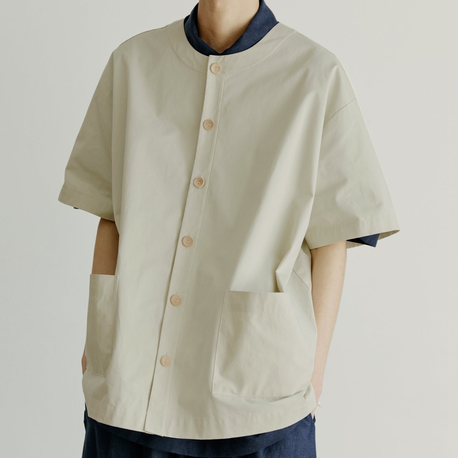 cunisex round half shirts jacket cream