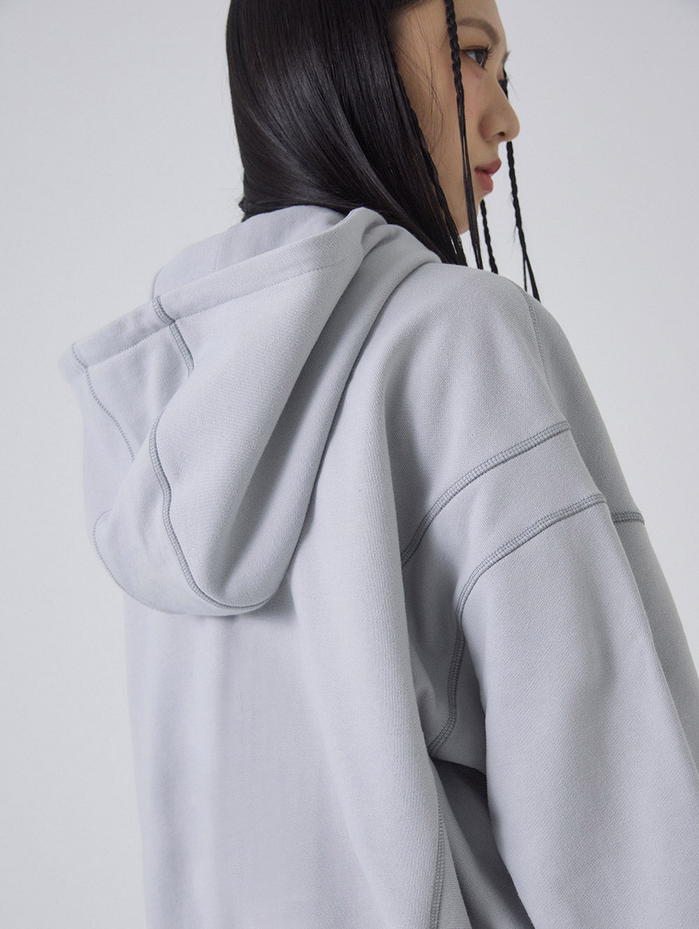 NYLON POCKET HOODED ZIP [GREY]