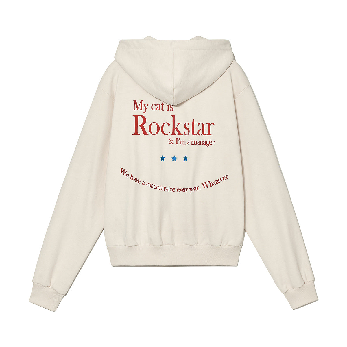 Smile Rockstar Hoodie Zip-Up (Ivory/Red)