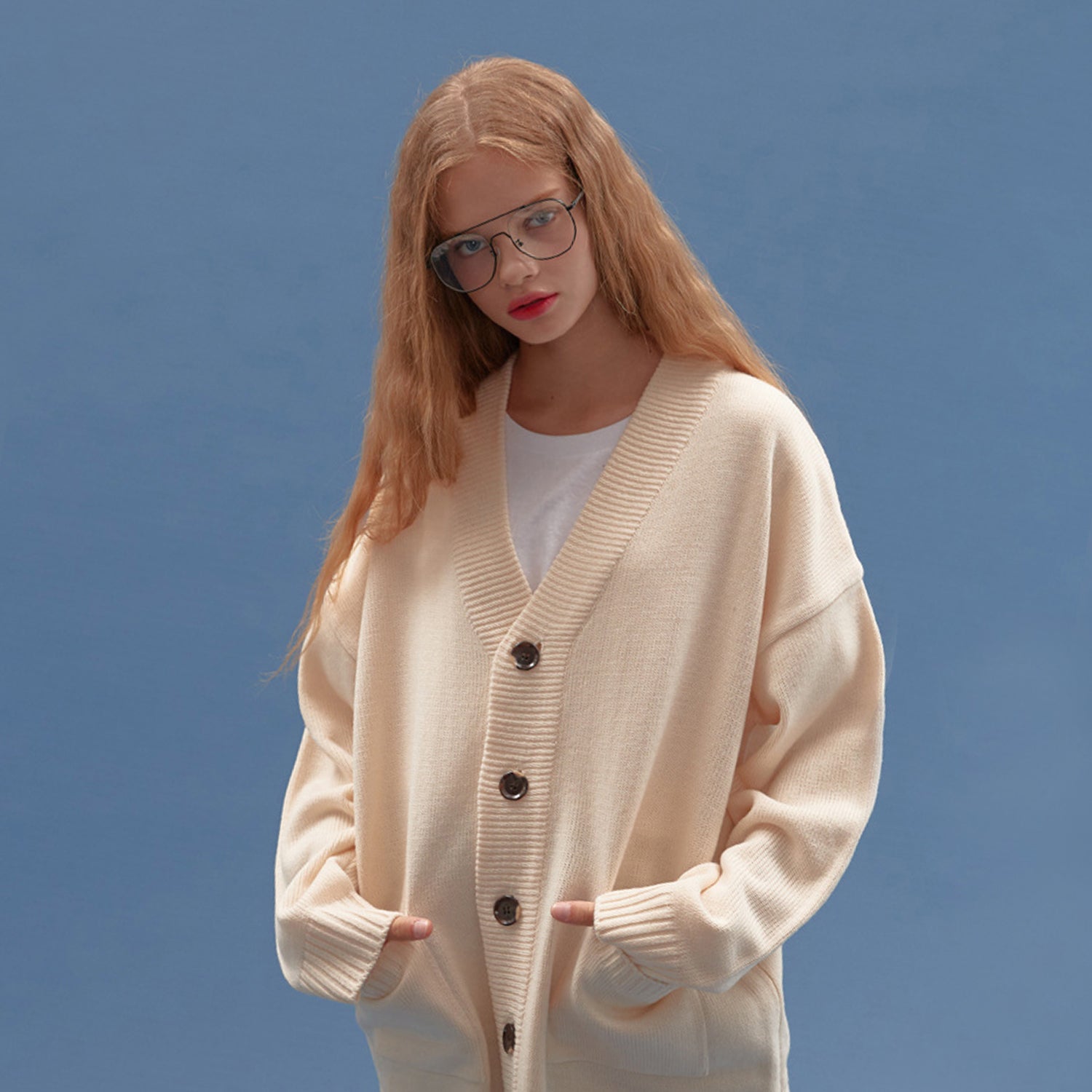 BASIC KNIT CARDIGAN_IVORY