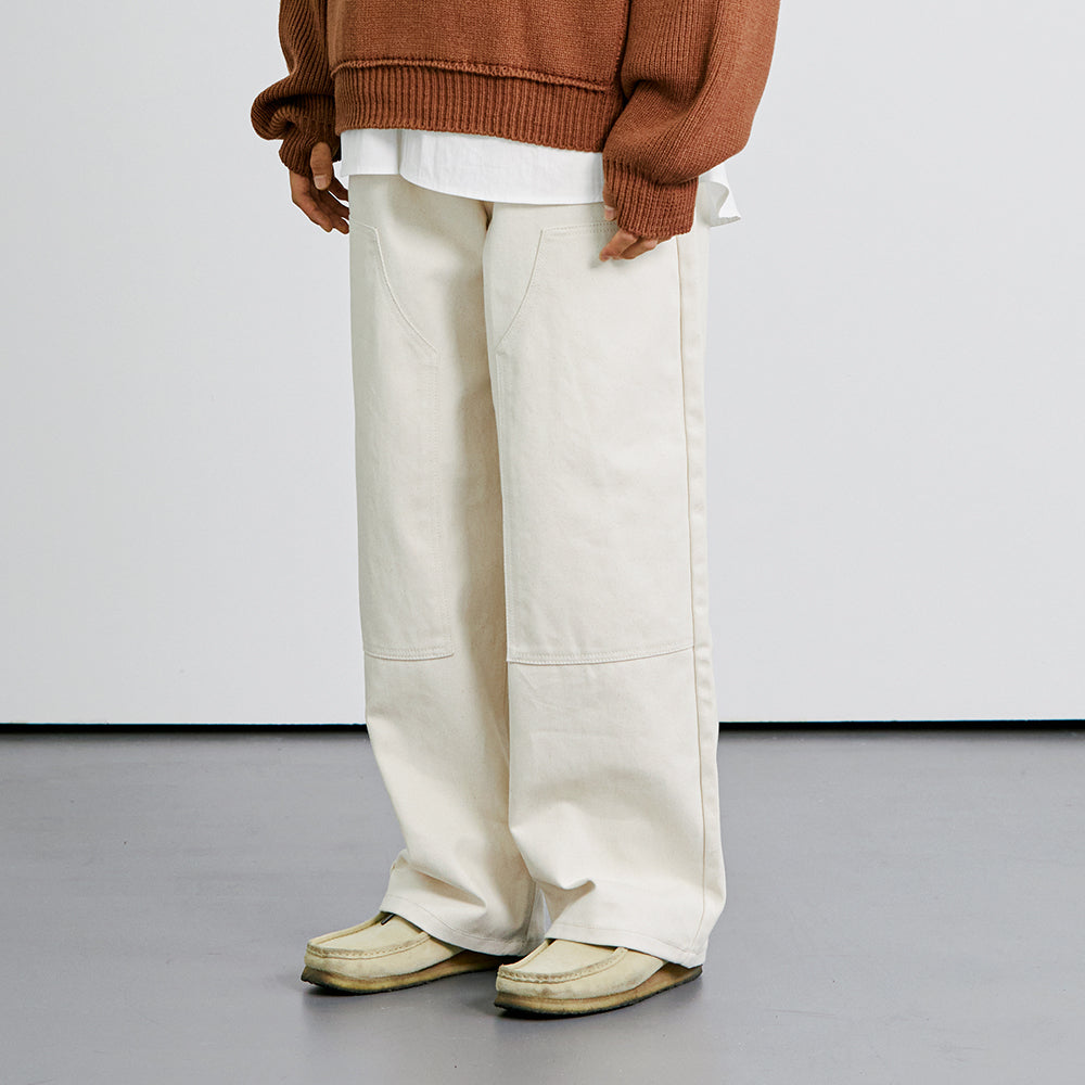 HIROI DOUBLE KNEE WIDE PANTS CREAM