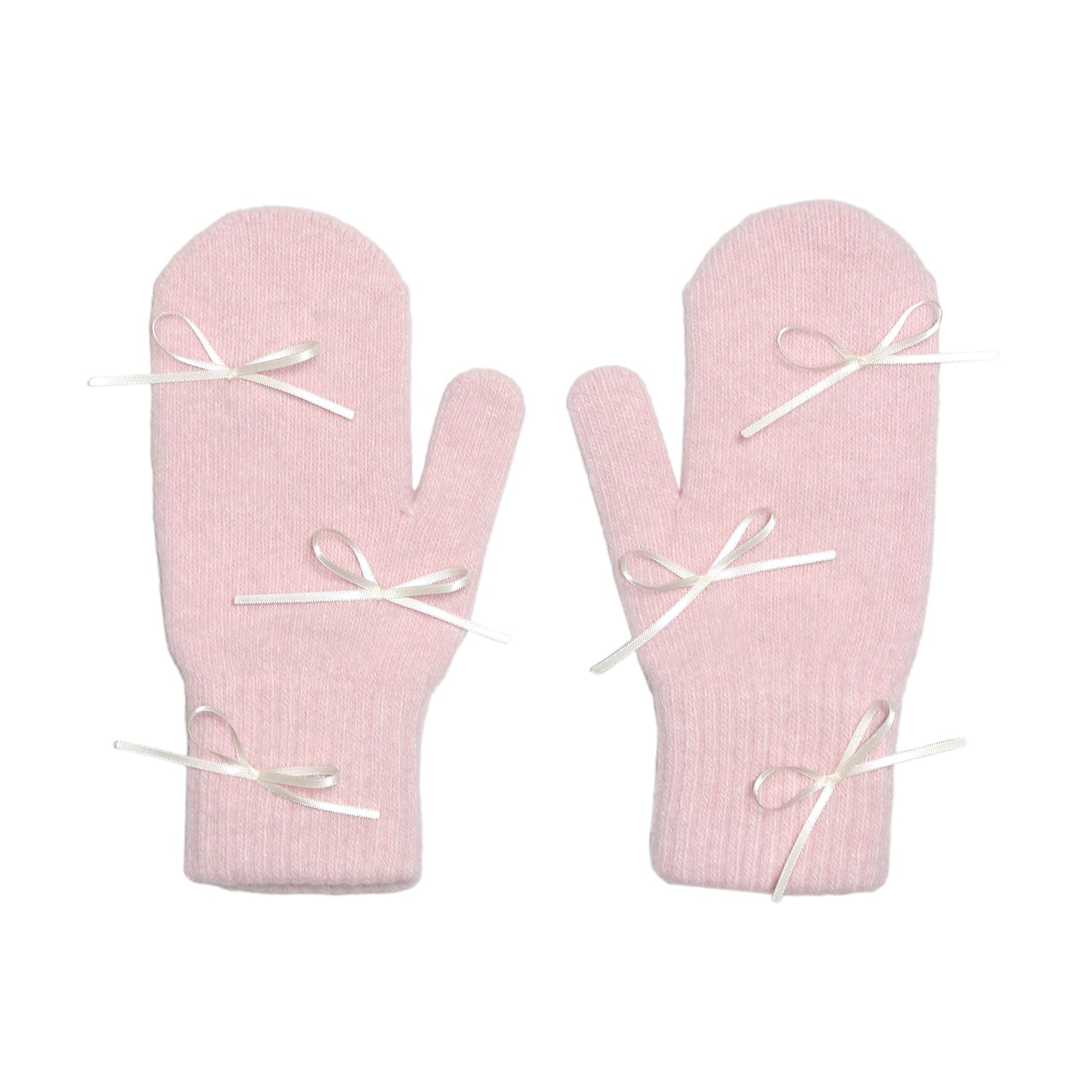 ribbon angora mitten (pink)